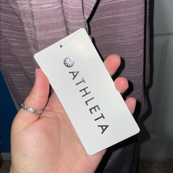 NWT Athleta Beyond Soft Avenues Purple Midi Ruched Long Sleeve Dress Size M - Picture 7 of 11